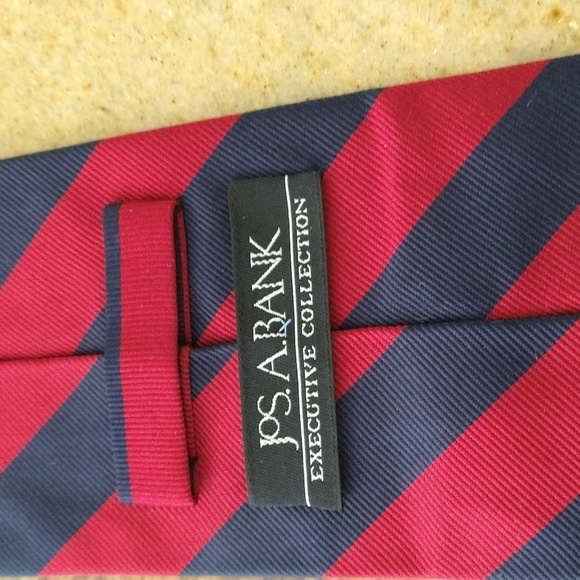 Jo's A Bank men's silk repp tie red navy stripe patriotic luxury designer USA - Picture 3 of 5